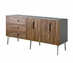 Комод для гостиной 1.6 (2 двери wood) Bogemia Wood Wo (Серый) (Novabuk/Хром) БМКМ-4(Wo)