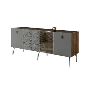 Комод для гостиной 2.1 м Bogemia Woodline Fa (Серый) (Lakobel/Хром) БМКМ-5[4]