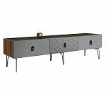 Тумба телевизионная 2,1 м Bogemia Woodline Fa (Серый) (Lakobel/Черный) БМТ-2 [10]