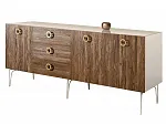 Комод для гостиной 2.1 (3 двери wood) Bogemia Wood Fi (Слоновая кость) (Lakobel/Золото) БМКМ-5(Wo)