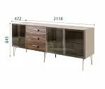 Комод для гостиной 2.1 (3 двери стекло) Bogemia Wood Wo (Ваниль) (Novabuk/Хром) БМКМ-5(Wo)[5]