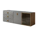 Комод для гостиной 1.6 м Bogemia Woodline Fly Fa (Серый) (Novabuk/Золото) БМКМ-4 [5][10] (Woodline)(Fly)