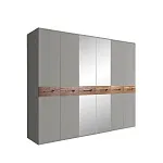 Шкаф 6-ти дв. (с зеркалами) для платья и белья Bogemia Wood Wo (Серый/Хром) БМШ1/6(Wo)