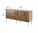 Комод для гостиной 1.6 (2 двери wood) Bogemia Wood Wo (Ваниль) (Novabuk/Хром) БМКМ-4(Wo)