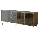 Комод для гостиной 2.1 м Bogemia Woodline Fi (Серый) (Novabuk/Золото) БМКМ-5[5][10]