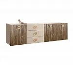 Комод для гостиной 2,1м Bogemia Fly Wood Fi (Слоновая кость) (Lakobel/Золото) БМКМ-5(Fly)