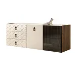 Комод для гостиной 1.6 м Bogemia Woodline Fly Fa (Слоновая кость) (Lakobel/Черный) БМКМ-4 [5][10] (Woodline)(Fly)
