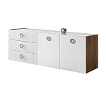 Комод для гостиной 1.6 м Bogemia Woodline Fly Fi (Белый) (Lakobel/Хром) БМКМ-4 (Woodline)(Fly)