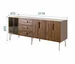 Комод для гостиной 2.1 (1 дверь стекло и 2 двери wood) Bogemia Wood Wo (Мокка) (Novabuk/Золото) БМКМ-5(Wo)[4]