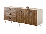 Комод для гостиной 1.6 (2 двери wood) Bogemia Wood Fi (Слоновая кость) (Lakobel/Хром) БМКМ-4(Wo)