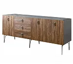 Комод для гостиной 2.1 (3 двери wood) Bogemia Wood Fa (Серый) (Novabuk/Хром) БМКМ-5(Wo)