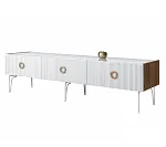 Тумба телевизионная 2,1м Bogemia Woodline Fi (Белый) (Lakobel/Золото) БМТ-2