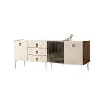 Комод для гостиной 2.1 м Bogemia Woodline Fa (Слоновая кость) (Lakobel/Хром) БМКМ-5[4]