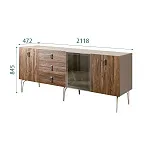 Комод для гостиной 2.1 (1 дверь стекло и 2 двери wood) Bogemia Wood Fa (Мокка) (Novabuk/Хром) БМКМ-5(Wo)[4]