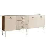 Комод для гостиной 2.1 м Bogemia Woodline Fi (Слоновая кость) (Novabuk/Хром) БМКМ-5