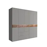 Шкаф 5-ти дверный без зеркал, с выдвижными ящиками, Bogemia Wood Wo (Серый/Золото) БМШ2/51(Wo)