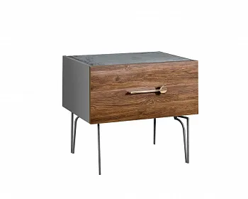 Тумба прикроватная Bogemia Wood Wo (Серый) (Novabuk/Золото) БМТП-1(Wo)