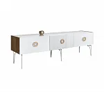 Тумба телевизионная 1,6 м Bogemia Woodline Fi (Белый) (Lakobel/Золото) БМТ-1[10]