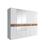 Шкаф 6-ти дверный с зеркалами, с выдвижными ящиками, Bogemia Wood Fa (Белый/Золото) БМШ1/61(Wo)