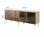 Комод для гостиной 2.1 (2 двери стекло и 1 дверь wood) Bogemia Wood Fi (Ваниль) (Novabuk/Золото) БМКМ-5(Wo)[5][10]