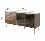Комод для гостиной 1.6 (2 двери стекло) Bogemia Wood Fi (Мокка) (Novabuk/Хром) БМКМ-4(Wo)[5]