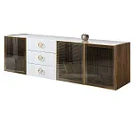 Комод для гостиной 2.1 м Bogemia Woodline Fly Fi (Белый) (Lakobel/Золото) БМКМ-5[5] (Woodline)(Fly)