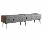 Тумба телевизионная 2,1м Bogemia Woodline Fa (Серый) (Novabuk/Черный) БМТ-2