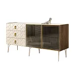 Комод для гостиной 1.6 м Bogemia Woodline Fa (Слоновая кость) (Lakobel/Золото) БМКМ-4[5]