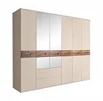 Шкаф 6-ти дверный с зеркалами, с выдвижными ящиками, Bogemia Wood Wo (Ваниль/Золото) БМШ1/61(Wo)