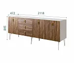Комод для гостиной 2.1 (3 двери wood) Bogemia Wood Fa (Шелк) (Novabuk/Золото) БМКМ-5(Wo)