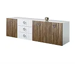 Комод для гостиной 2,1м Bogemia Fly Wood Fi (Белый) (Lakobel/Хром) БМКМ-5(Fly)