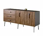 Комод для гостиной 1.6 (2 двери wood) Bogemia Wood Wo (Серый) (Lakobel/Хром) БМКМ-4(Wo)
