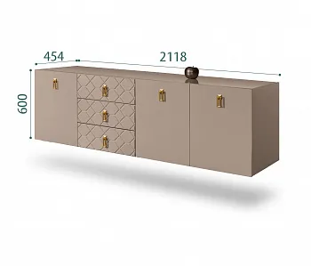 Комод для гостиной 2,1м Bogemia Fly Farfale (Мокка) (Lakobel/Золото) БМКМ-5(Fly)