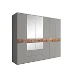 Шкаф 6-ти дверный с зеркалами, с выдвижными ящиками, Bogemia Wood Fa (Серый/Хром) БМШ1/61(Wo)