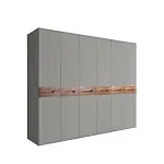Шкаф 6-ти дв. (без зеркал) для платья и белья Bogemia Wood Wo (Серый/Хром) БМШ2/6(Wo)