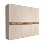 Шкаф 6-ти дв. (без зеркал) для платья и белья Bogemia Wood Fi (Ваниль/Золото) БМШ2/6(Wo)