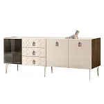 Комод для гостиной 2.1 м Bogemia Woodline Fa (Слоновая кость) (Lakobel/Хром) БМКМ-5[4]