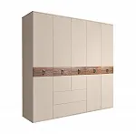 Шкаф 5-ти дверный без зеркал, с выдвижными ящиками, Bogemia Wood Fa (Ваниль/Хром) БМШ2/51(Wo)