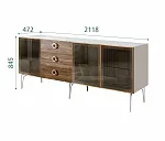 Комод для гостиной 2.1 (3 двери стекло) Bogemia Wood Fi (Шелк) (Novabuk/Золото) БМКМ-5(Wo)[5]