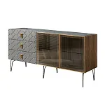 Комод для гостиной 1.6 м Bogemia Woodline Fa (Серый) (Novabuk/Золото) БМКМ-4[5]