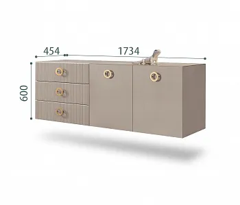 Комод для гостиной 1,6м Bogemia Fly Fillini (Мокка) (Lakobel/Золото) БМКМ-4(Fly)