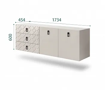 Комод для гостиной 1,6м Bogemia Fly Farfale (Шелк) (Novabuk/Черный) БМКМ-4(Fly)