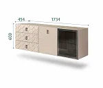 Комод для гостиной 1,6м (1 дверь стекло и 1 дверь wood) Bogemia Fly Farfale (Ваниль) (Novabuk/Хром) БМКМ-4(Fly)[5][10]