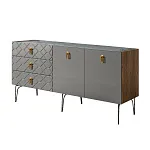 Комод для гостиной 1.6 м Bogemia Woodline Fa (Серый) (Novabuk/Золото) БМКМ-4