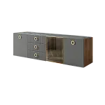 Комод для гостиной 2.1 м Bogemia Woodline Fly Fi (Серый) (Novabuk/Золото) БМКМ-5 [4] (Woodline)(Fly)