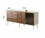 Комод для гостиной 1.6 (1 дверь стекло и 1 дверь wood) Bogemia Wood Fa (Ваниль) (Lakobel/Золото) БМКМ-4(Wo)[5][10]