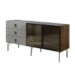 Комод для гостиной 1.6 м Bogemia Woodline Fa (Серый) (Novabuk/Черный) БМКМ-4[5]