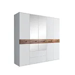 Шкаф 5-ти дверный с зеркалами, с выдвижными ящиками, Bogemia Wood Wo (Белый/Хром) БМШ1/51(Wo)