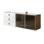 Комод для гостиной 1.6 м Bogemia Woodline Fly Fa (Белый) (Lakobel/Золото) БМКМ-4 [5] (Woodline)(Fly)