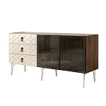 Комод для гостиной 1.6 м Bogemia Woodline Fa (Слоновая кость) (Novabuk/Черный) БМКМ-4[5]